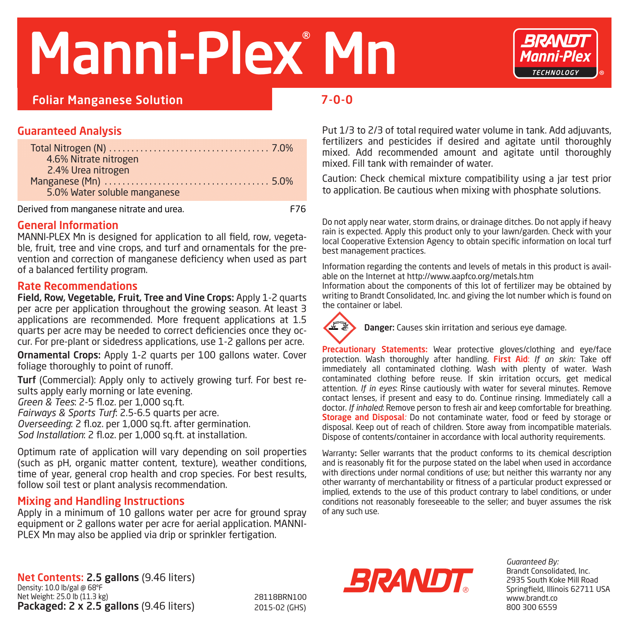 BRANDT Manni-Plex® Mn (7-0-0) - 5.0% Mn
