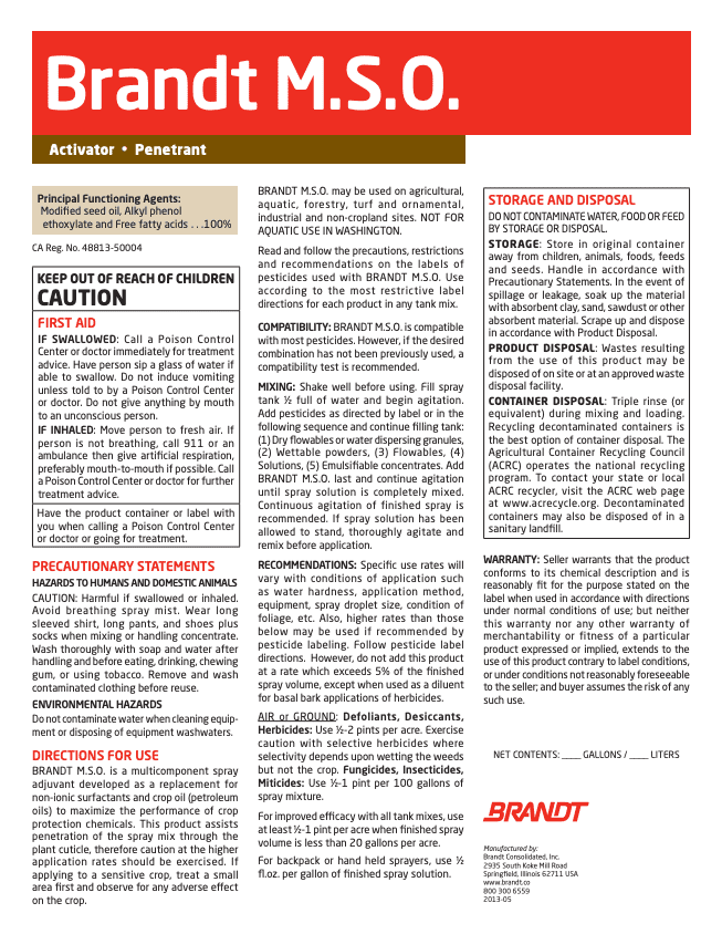 BRANDT M.S.O. Premium Modified Vegetable Oil Concentrate