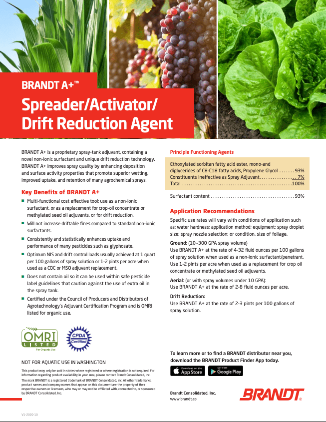 BRANDT A+ (O)- Speader, Activator, Drift Reduction Agent