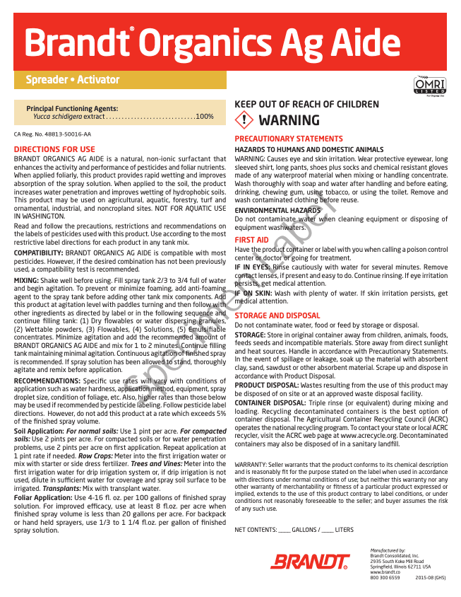 BRANDT ORGANICS Ag Aide (O)