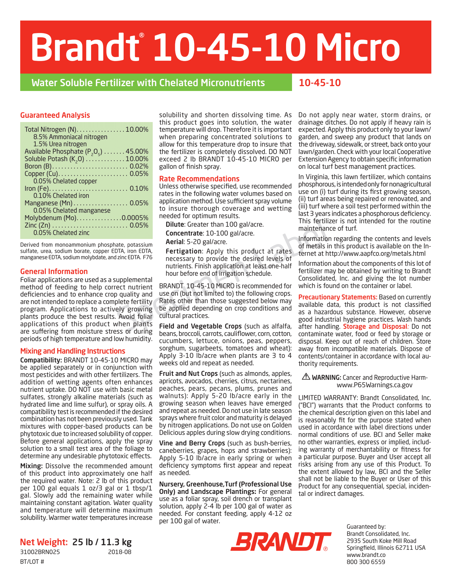 BRANDT 10-45-10 Micros