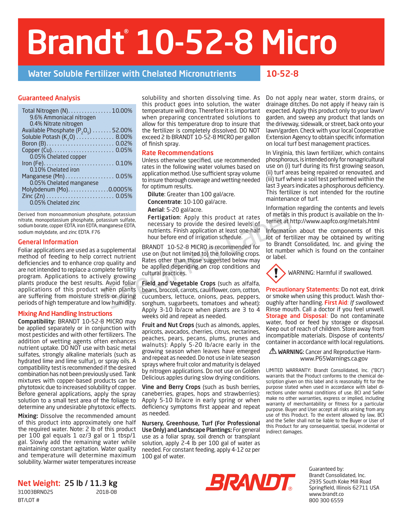 BRANDT 10-52-8 Micros