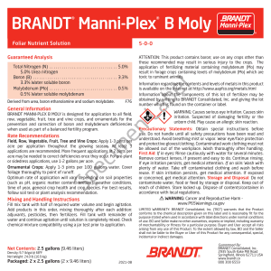 BRANDT Manni-Plex® B-Moly (5-0-0)
3.3% B, 0.5% Mo