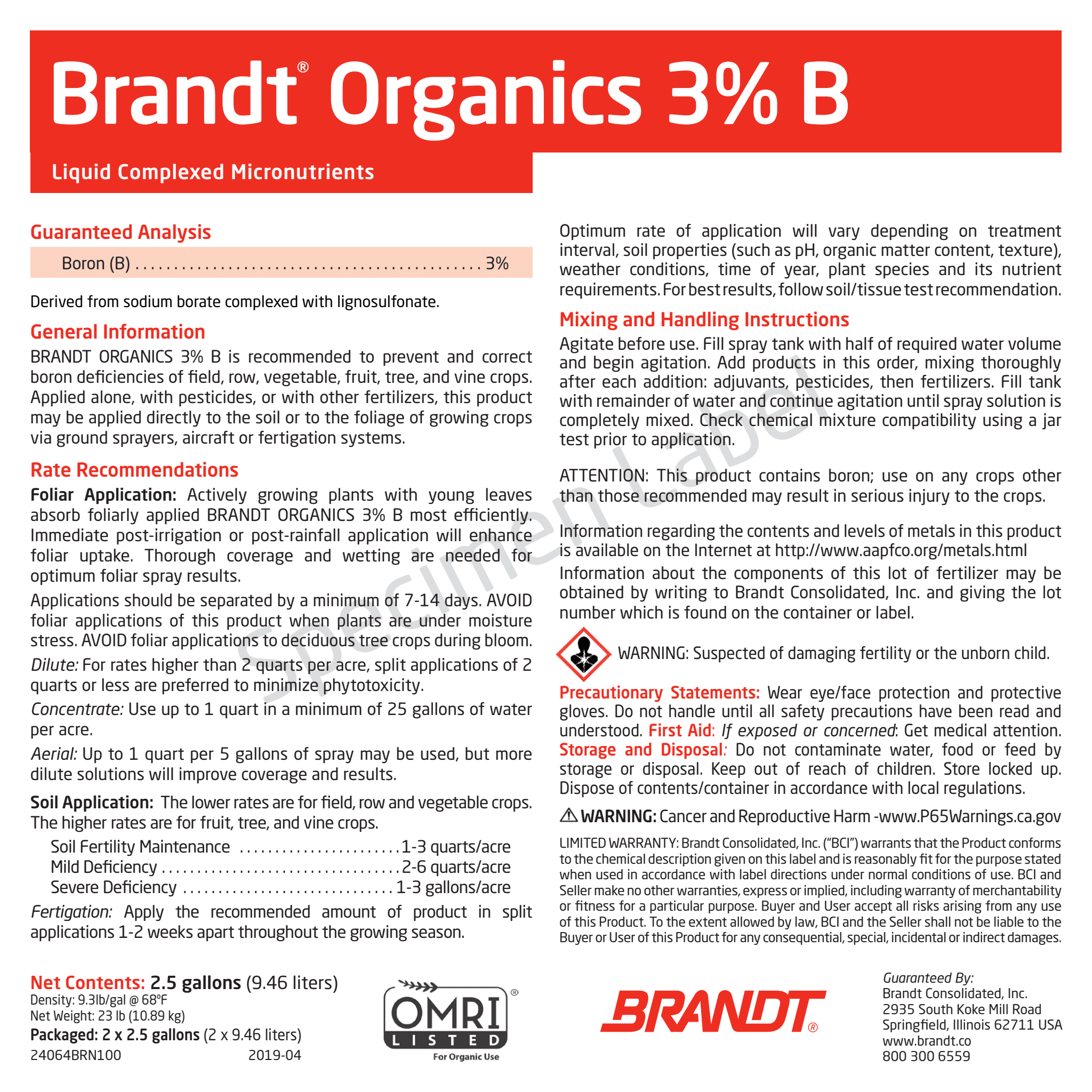 BRANDT Organics 3% B (O)