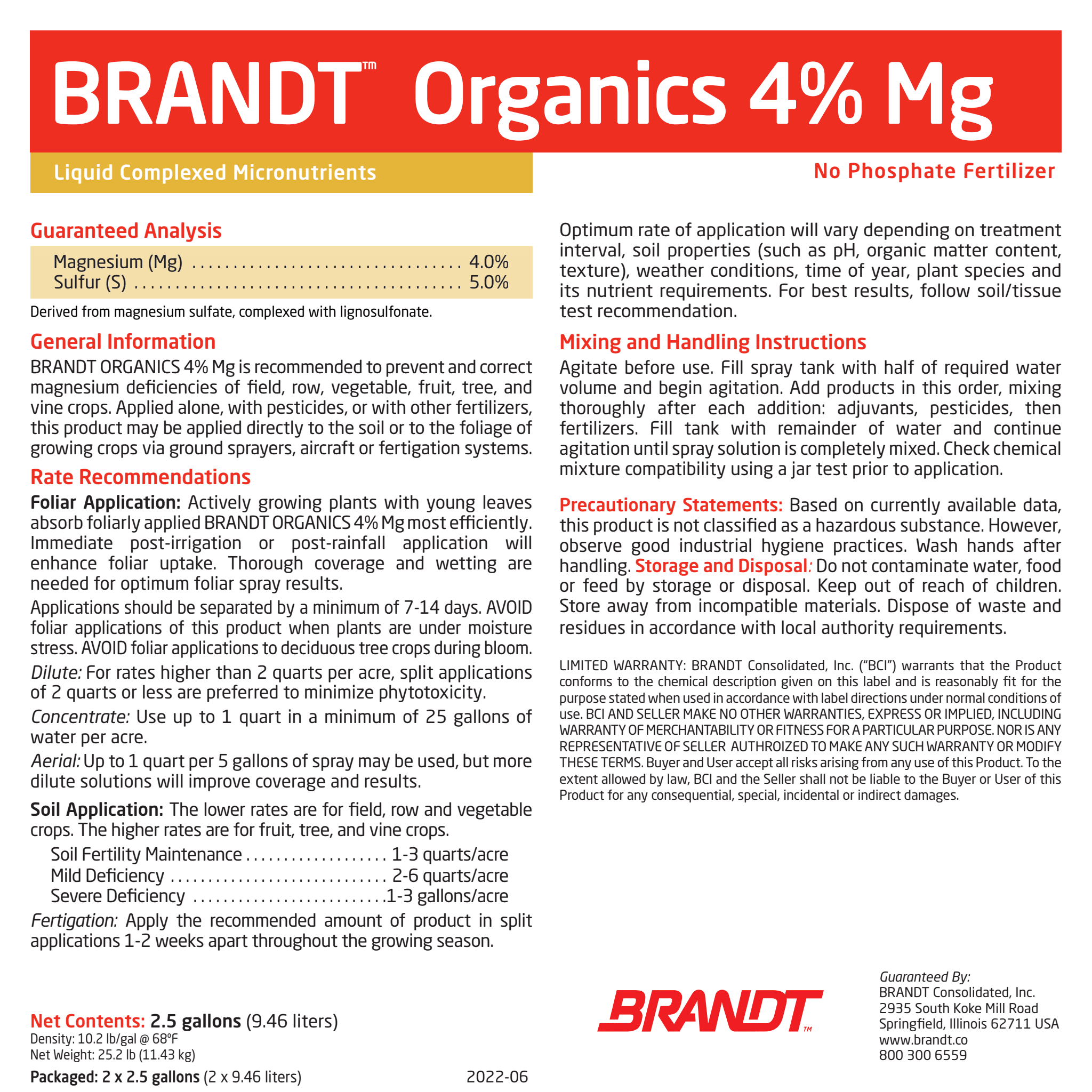BRANDT Organics 4% Mg (O)