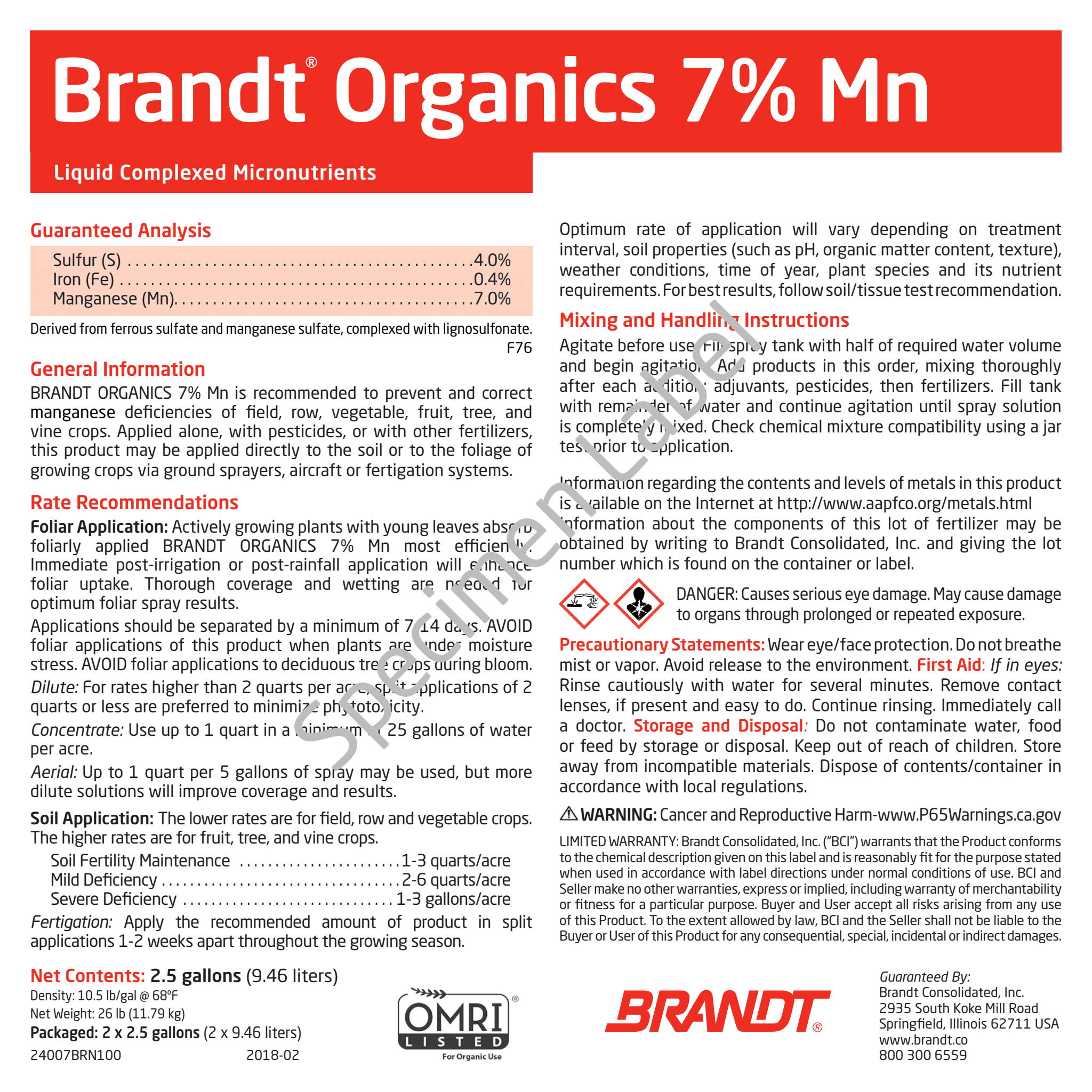 BRANDT Organics 7% Mn (O)