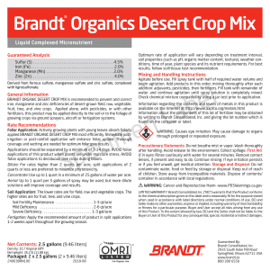 BRANDT Organics Desert Crop Mix (O) 4.5% S, 2.0% Fe, 2.0% Mn, 4.0% Zn