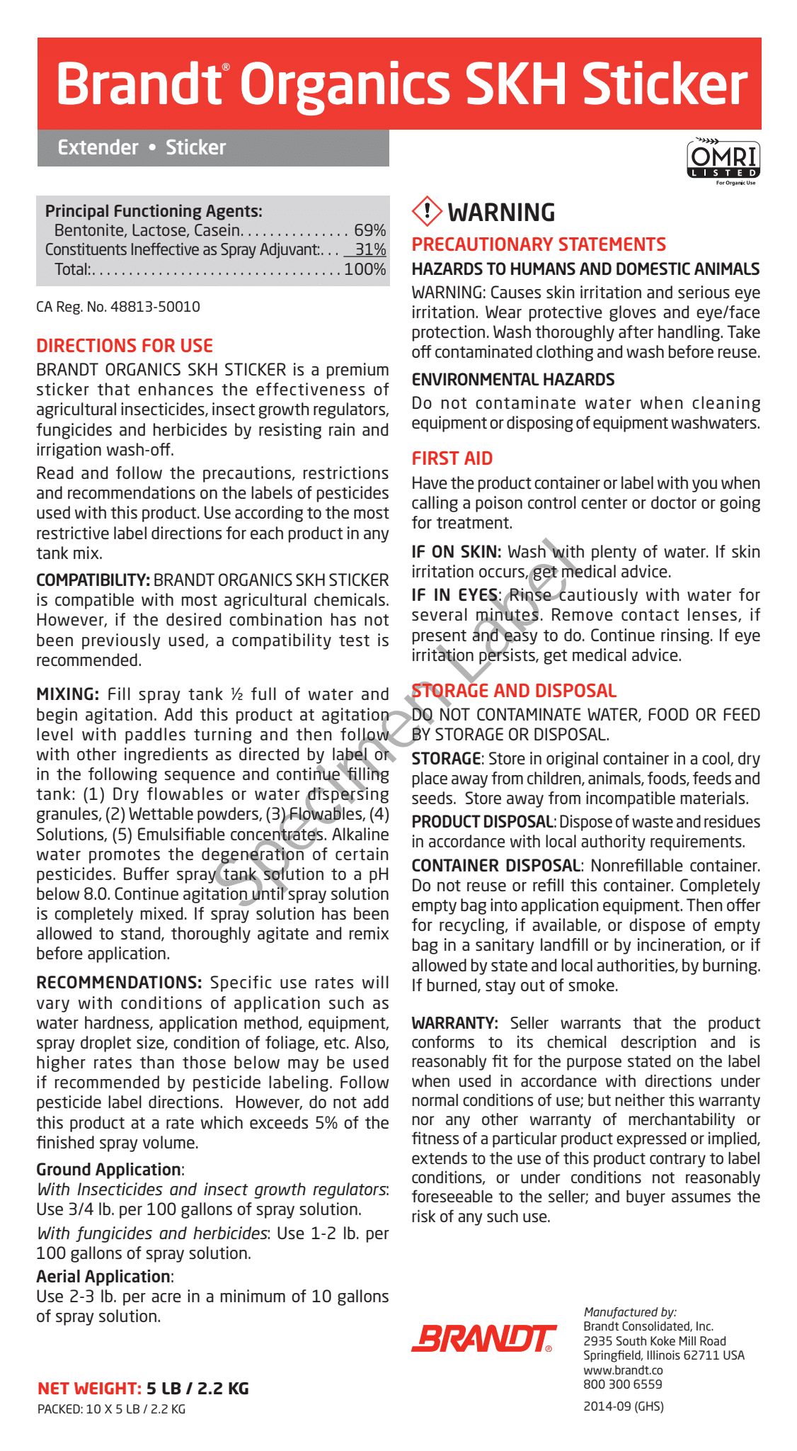 BRANDT Organics S-K-H Sticker (O)