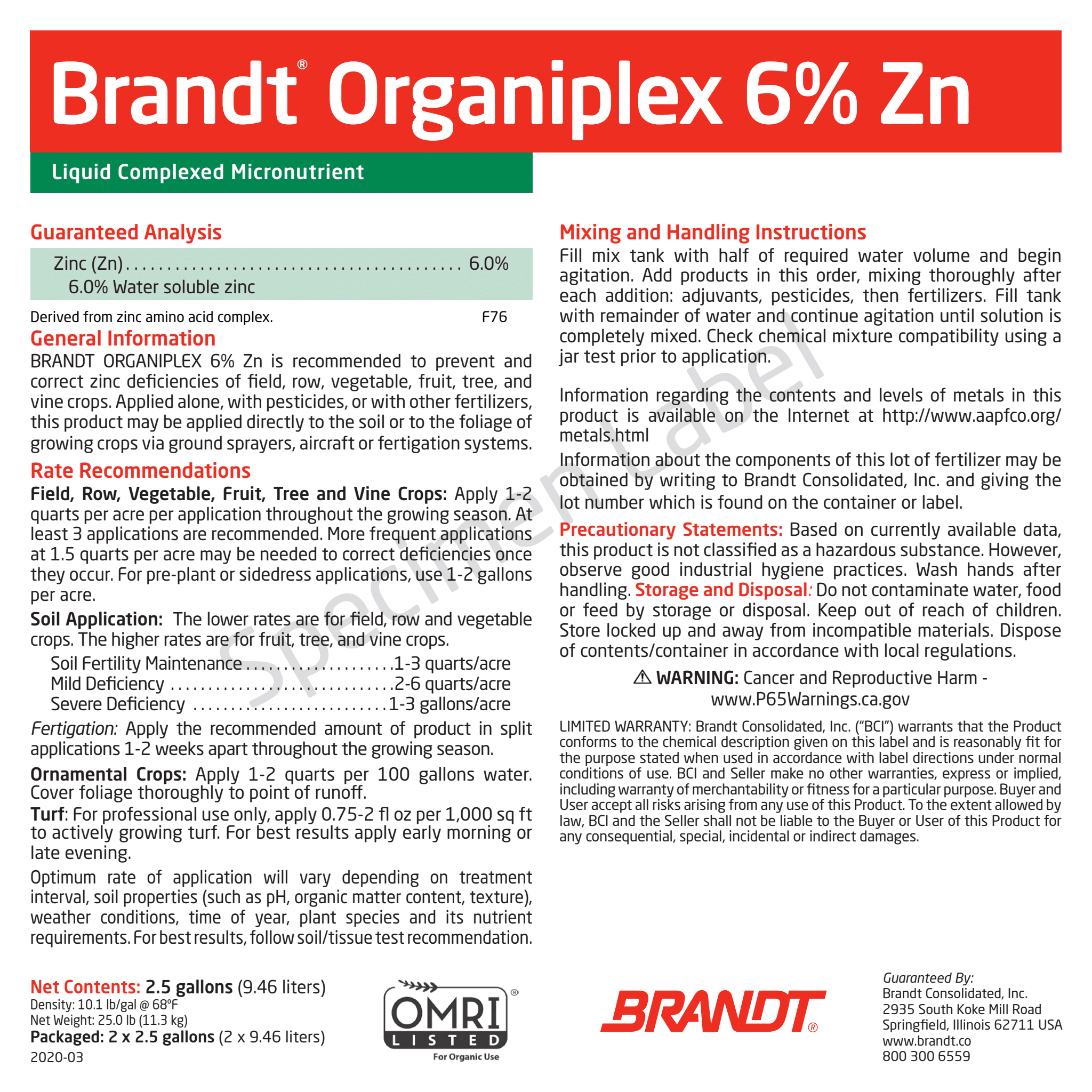 BRANDT Organiplex 6% Zn (O)