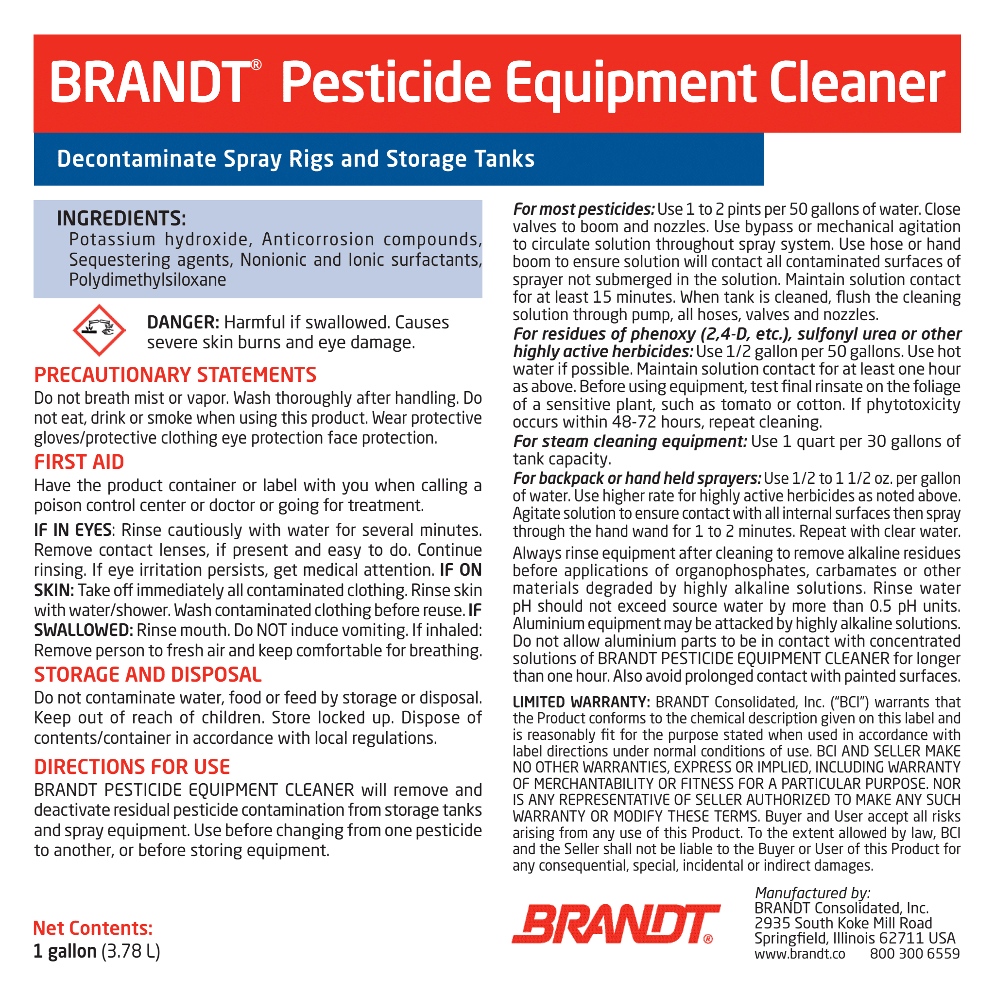 BRANDT Pesticide Equipment Cleaner