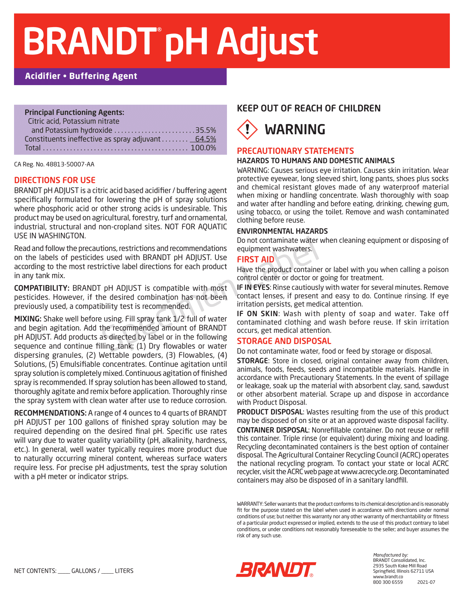BRANDT pH Adjust