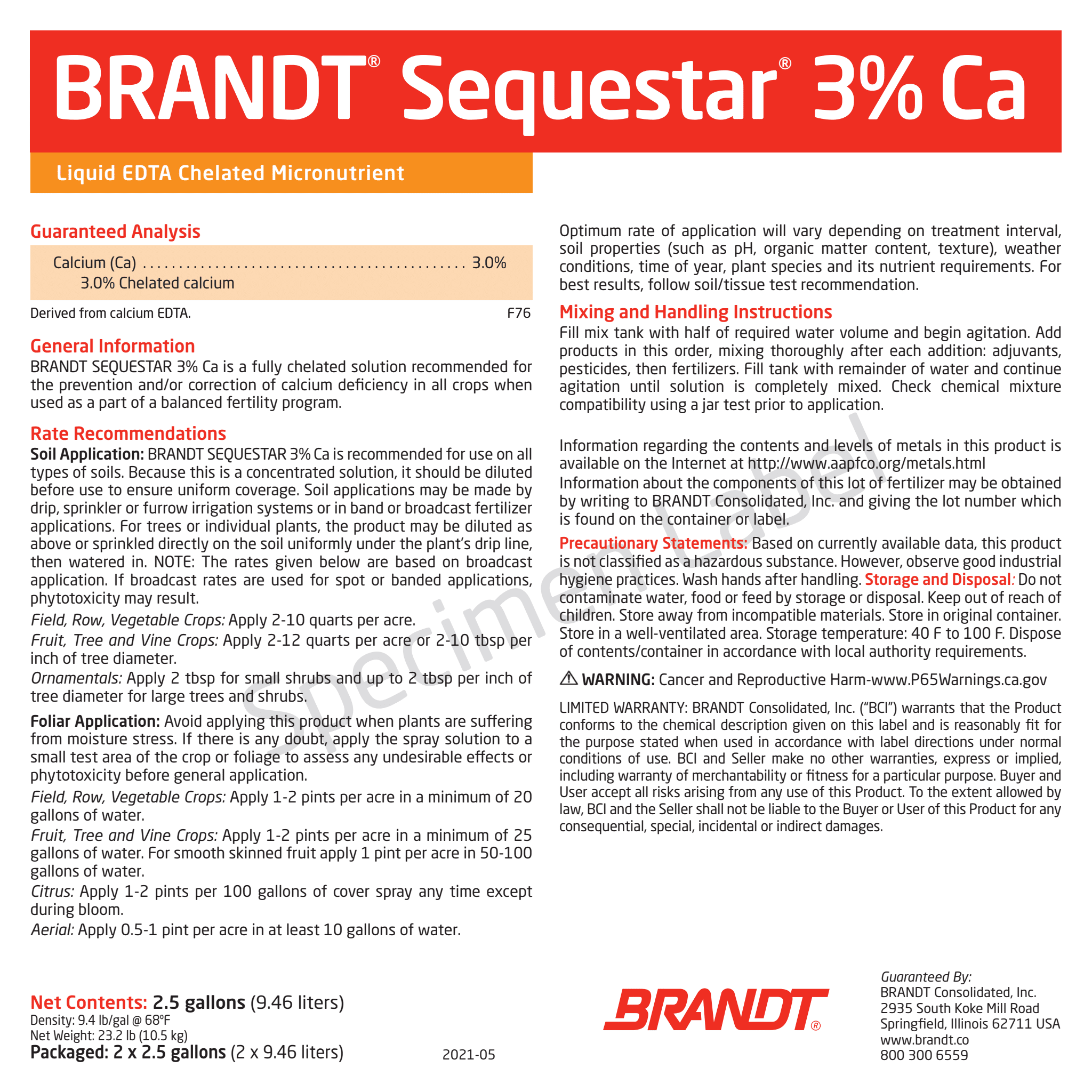 BRANDT Sequestar® 3% Ca - EDTA Liquid