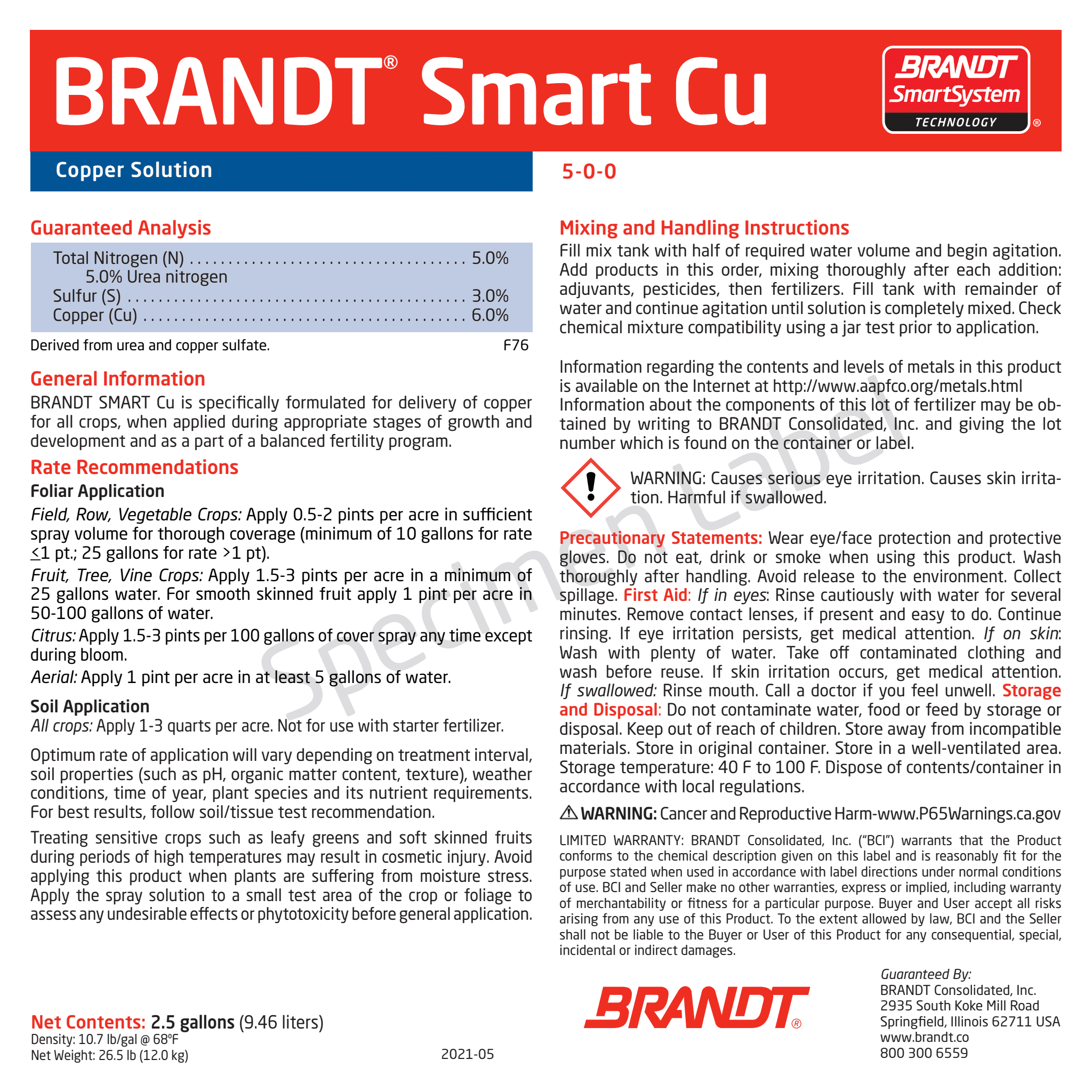 BRANDT® Smart Cu (5-0-0) - 3% S, 6%Cu