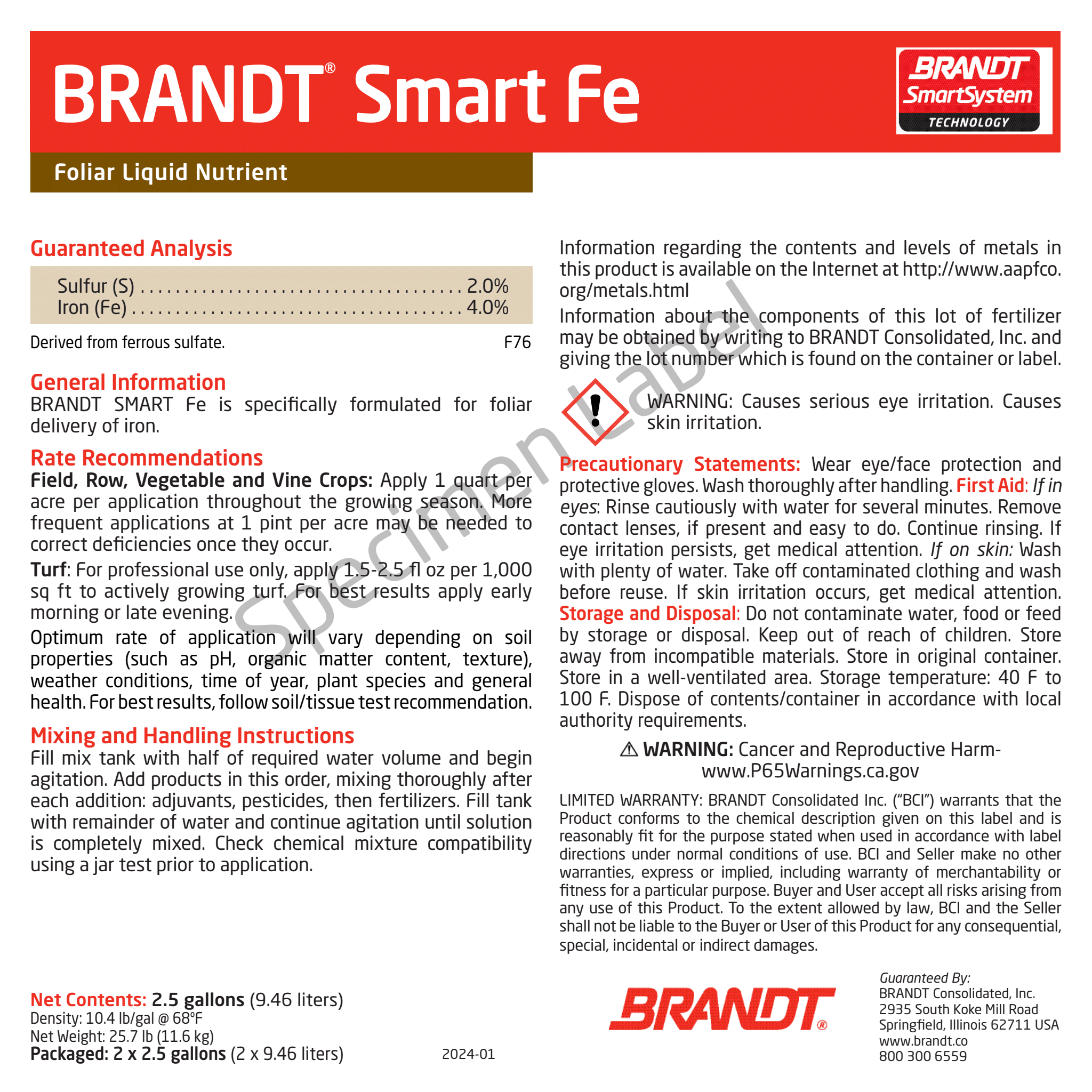 BRANDT® Smart Fe - 2% S, 4% Fe