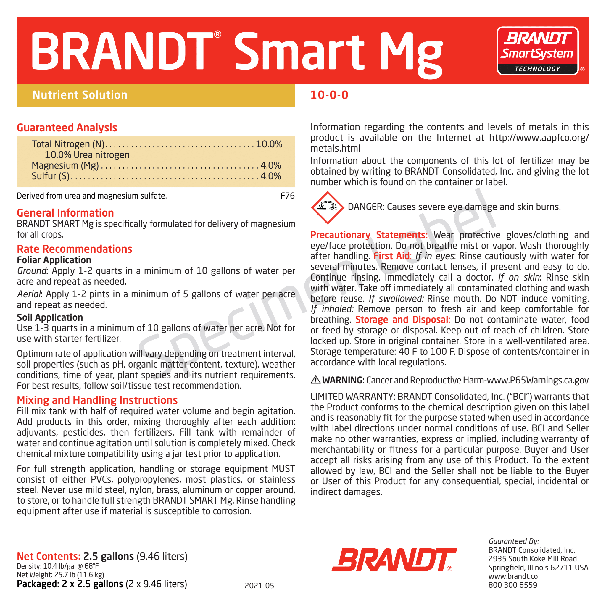 BRANDT® Smart Mg - 10% N, 4% S,4% Mg