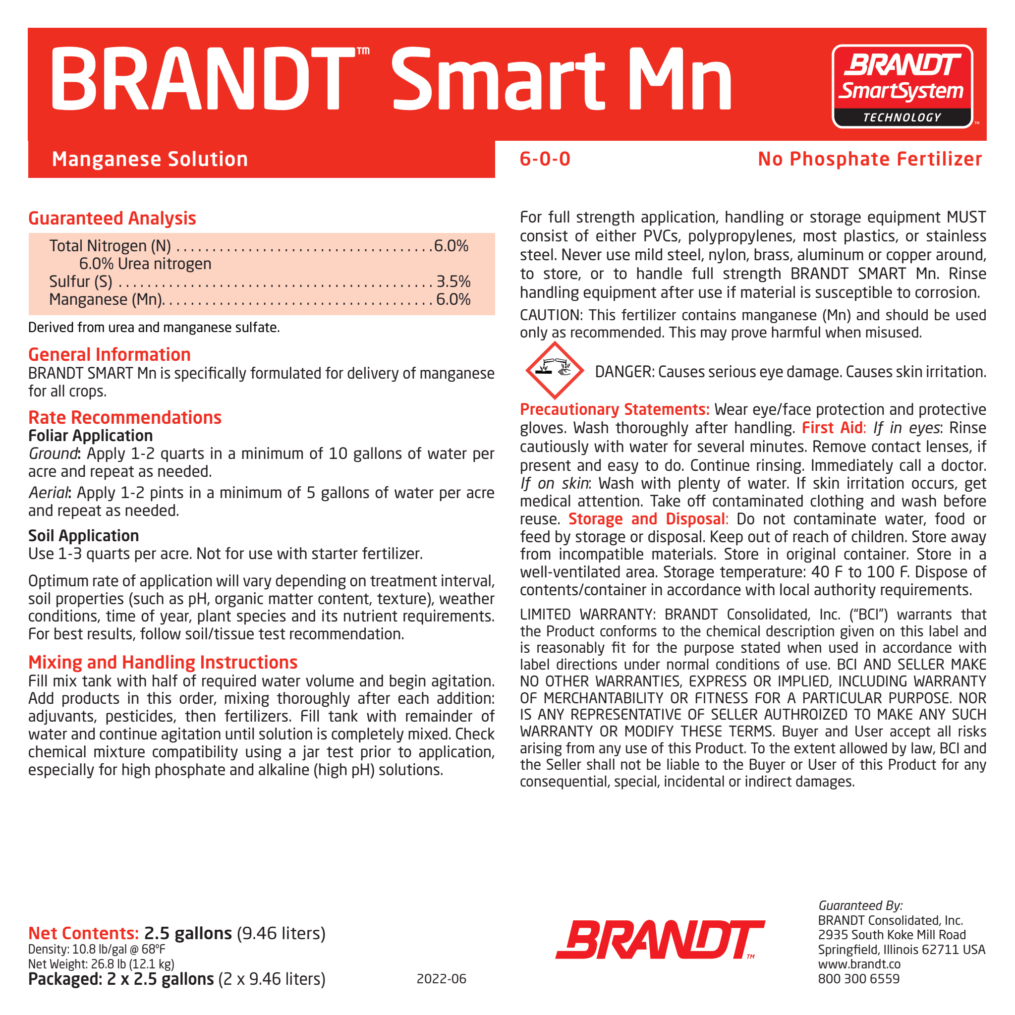 BRANDT® Smart Mn - 6% N, 3.5% S, 6% Mn