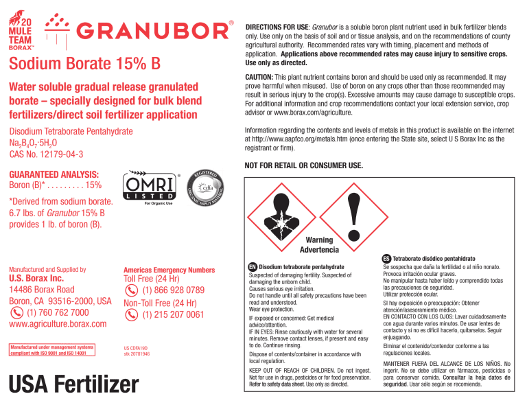 Granubor® 15% – Granular (O) - The AG Center