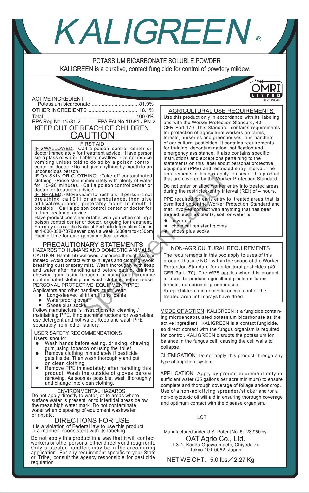 Kaligreen® - Powdery Mildew Eradicant (O)