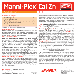 BRANDT Manni-Plex® Cal Zn (6-0-0)
6.0% Ca, 3.0% Zn