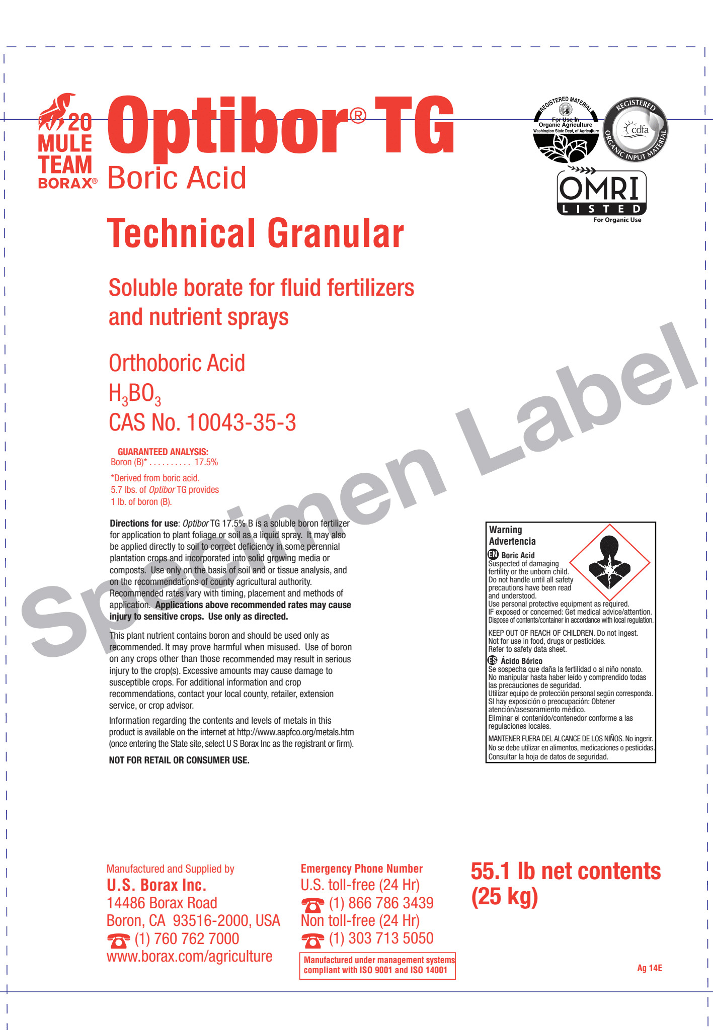 Optibor® TG - Boric Acid (O)