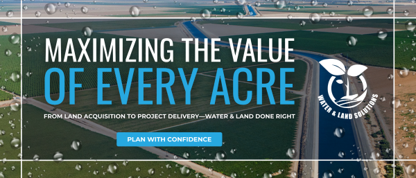 Aerial farmland banner with bold white and blue text: 'MAXIMIZING THE VALUE OF EVERY ACRE' and a blue 'Plan with Confidence' button, logo on the right.
